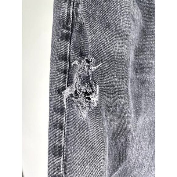 Agolde 90’s Crop Black Shutter Loose Fit Distressed Button Fly Denim Jeans Pants - Picture 7 of 15